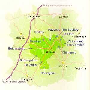 Map Canton Brossac Canton Brossac